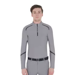 Equestro Férfi slim fit hosszú ujjú edző póló
