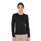 Equestro Női kerek nyakú pulóver nyomott logóval