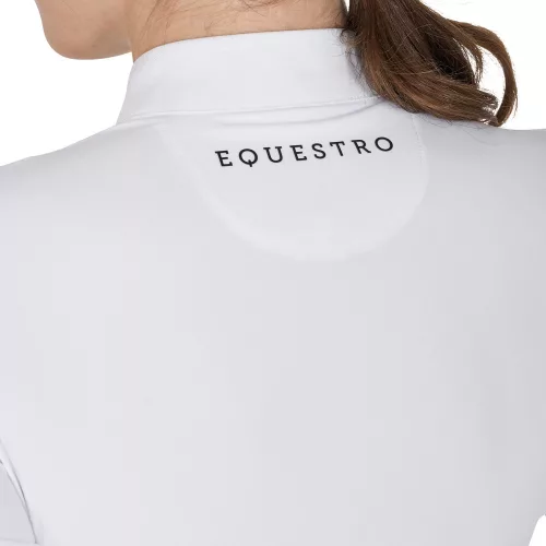 Equestro Slim Fit Buttons női hosszú ujjú versenying - fehér, L