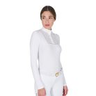 Equestro Slim Fit Buttons női hosszú ujjú versenying - fehér, L