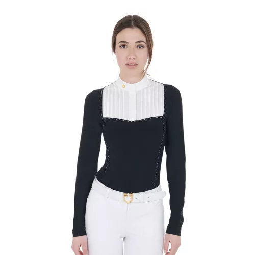 Női slim fit versenypóló strasszokkal
