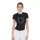 Equestro Női slim fit póló rózsaszín strasszokkal