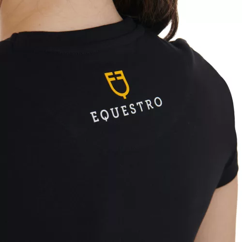Equestro Női slim fit póló rózsaszín strasszokkal