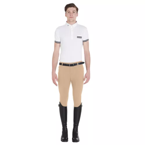 Férfi slim fit tapadó lovaglónadrág logóval