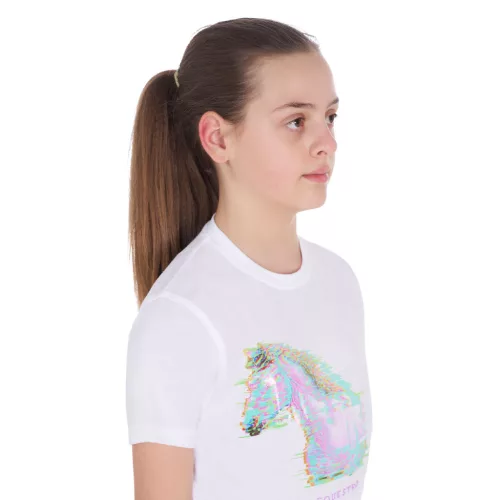 Equestro Lányok slim fit póló - zavaró lónyomattal