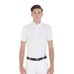 Férfi slim fit versenypóló technikai anyagból