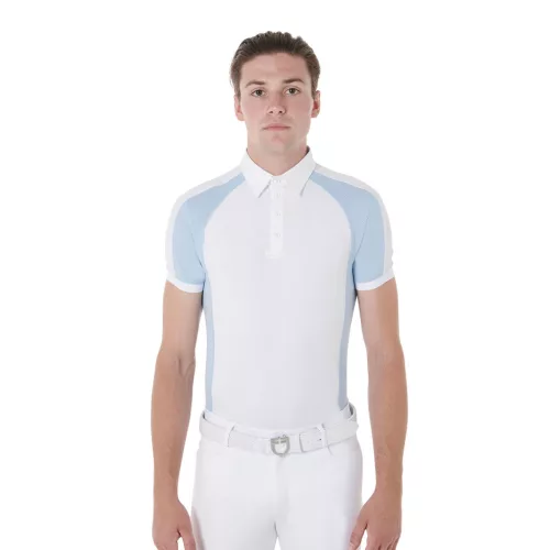 Férfi slim fit verseny póló négy gombbal