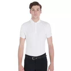 Férfi slim fit versenypóló négy gombbal