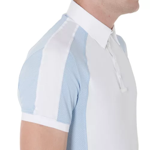 Férfi slim fit versenypóló négy gombbal