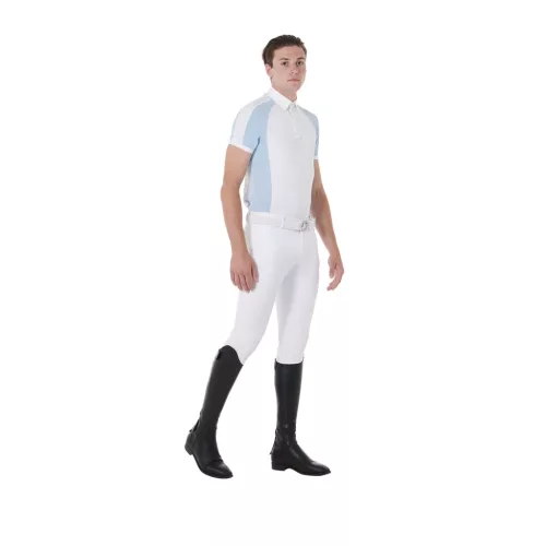 Férfi slim fit versenypóló négy gombbal