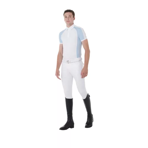 Férfi slim fit versenypóló négy gombbal