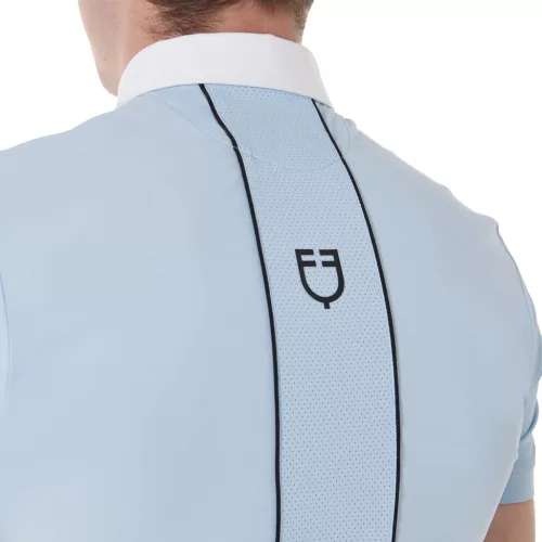 Férfi slim fit póló technikai anyagból, pipával
