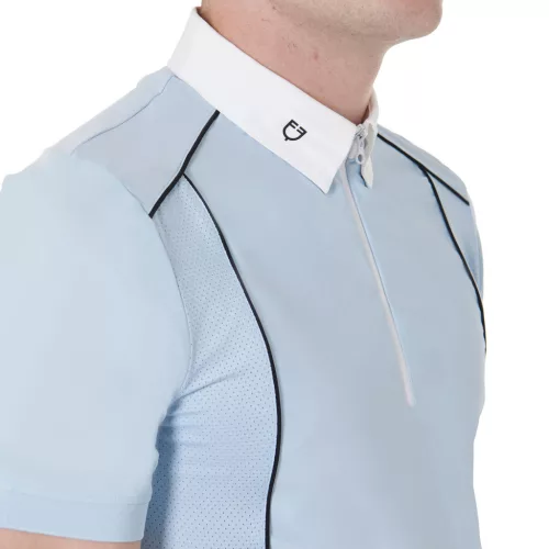 Férfi slim fit póló technikai anyagból, pipával