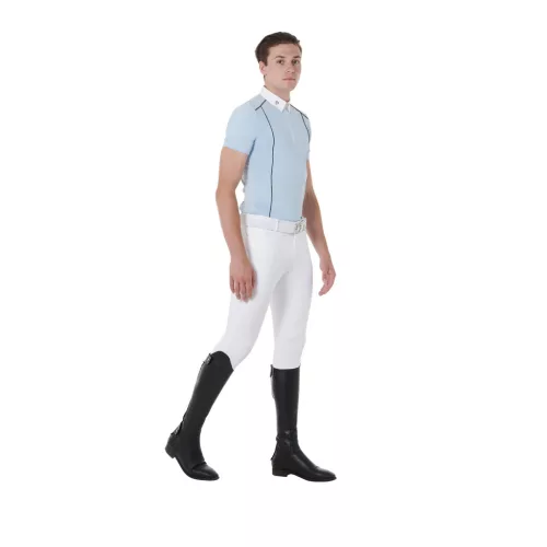 Férfi slim fit póló technikai anyagból, pipával
