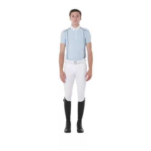 Férfi slim fit póló technikai anyagból, pipával
