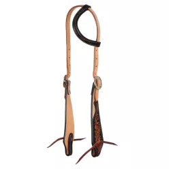 Egyfülű western bridle sötét virágmintázattal