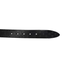 Bőr logós öv logózott csattal, 60 cm, ezüst/fekete