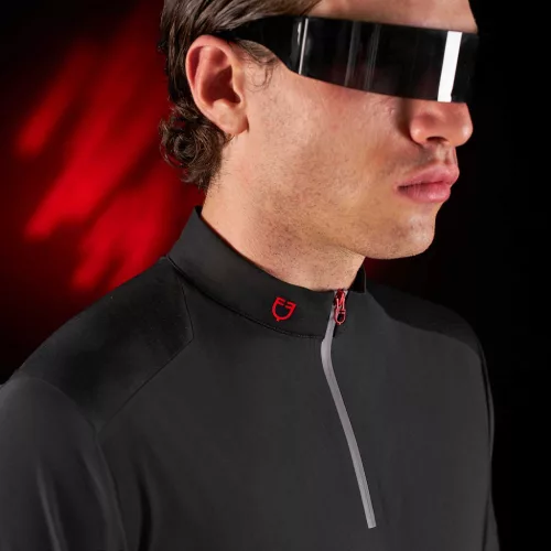 Equestro Ridertechnology férfi edzőpóló rövid ujjakkal és cipzárral