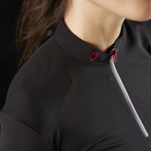 Equestro Ridertechnology női edzőpóló rövid ujjakkal és cipzárral