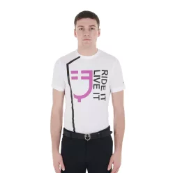 Equestro Férfi Ride It Live It slim fit póló logóval