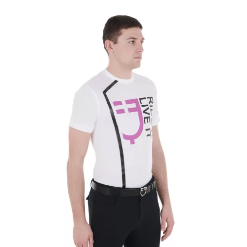 Equestro Férfi Ride It Live It slim fit póló logóval