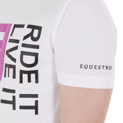 Equestro Férfi Ride It Live It slim fit póló logóval