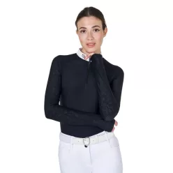   Equestro Slim Fit Mesh női hosszú ujjú versenying - fekete, XL