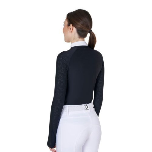 Equestro Slim Fit Mesh női hosszú ujjú versenying - fekete, L
