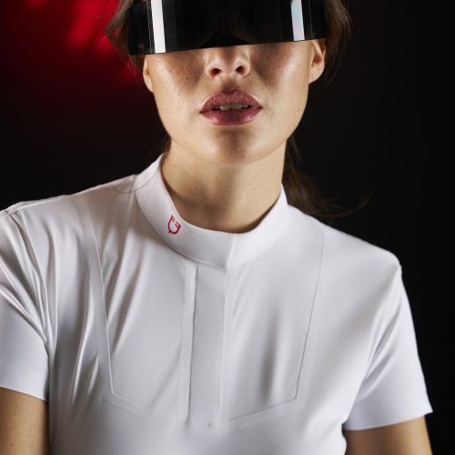 Equestro Ridertechnology női versenypóló rövid ujjakkal és gombokkal