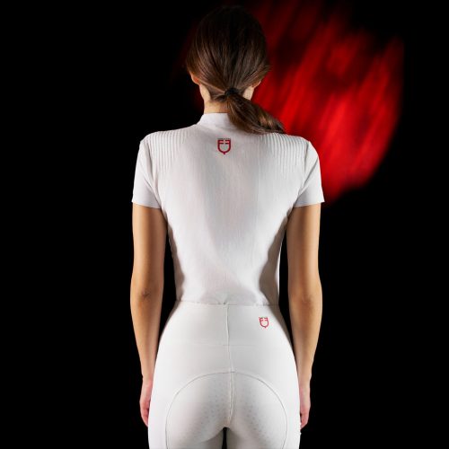 Equestro Ridertechnology női versenypóló rövid ujjakkal és gombokkal