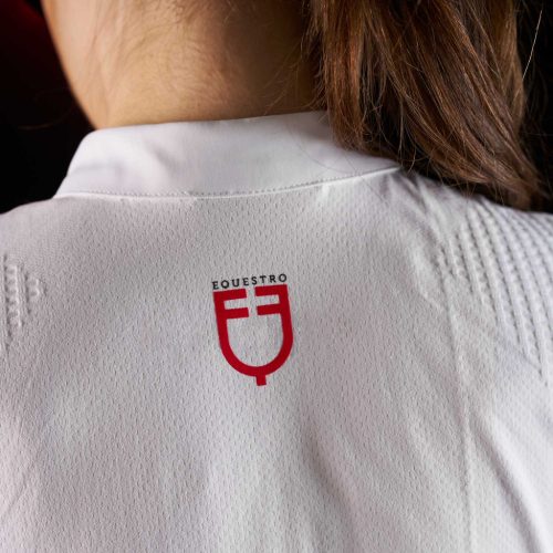 Equestro Ridertechnology női versenypóló rövid ujjakkal és gombokkal