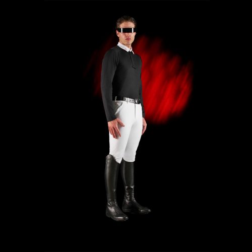 Equestro Ridertechnology férfi versenypóló hosszú ujjakkal és gombokkal