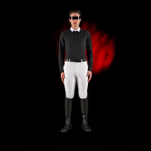Equestro Ridertechnology férfi versenypóló hosszú ujjakkal és gombokkal