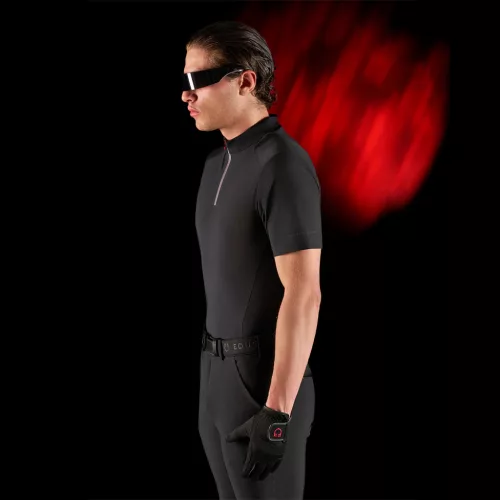 Equestro Ridertechnology férfi edzőpóló rövid ujjakkal és cipzárral