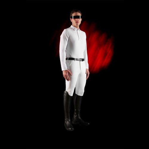 Equestro Ridertechnology férfi versenypóló hosszú ujjal és gombokkal