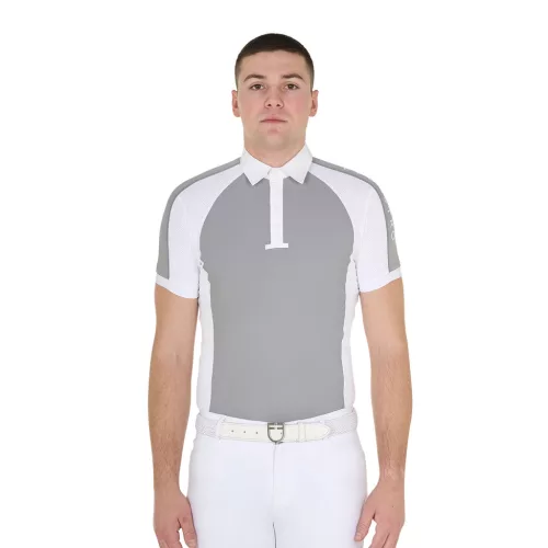 Férfi slim fit versenypóló négy gombbal