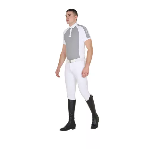 Férfi slim fit verseny polo ing négy gombbal