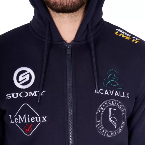 Equestro Férfi pulóver több logóval a kapucniban