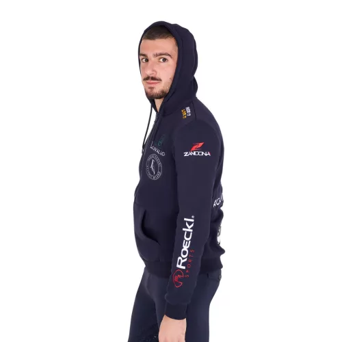 Equestro Férfi pulóver több logóval a kapucniban