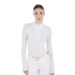   Equestro Slim Fit Mesh női hosszú ujjú versenying - fehér, XS