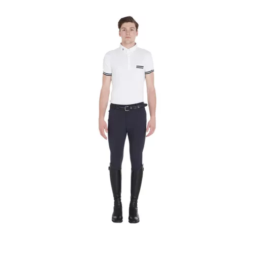 Férfi slim fit tapadó lovaglónadrág logóval