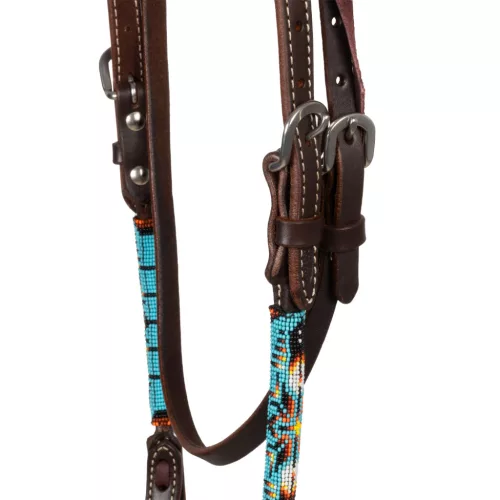 NAVAJO SKY BEADED OILED WESTERN BRIDLE