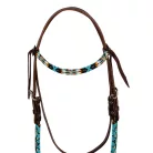 NAVAJO SKY BEADED OILED WESTERN BRIDLE