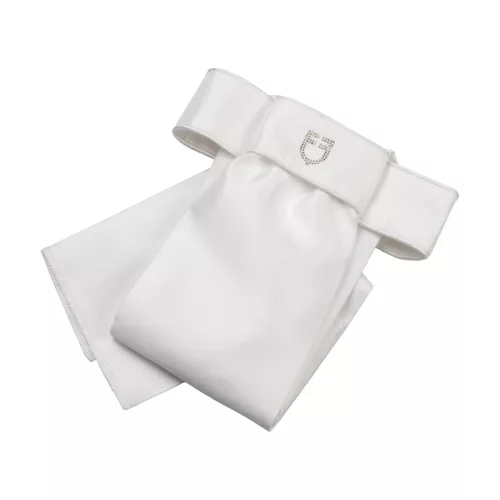 Díszes plastron strasszkő logóval, one size, fehér/fehér