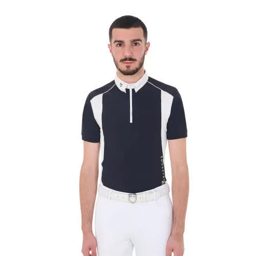 Férfi slim fit póló technikai anyagból, pipával