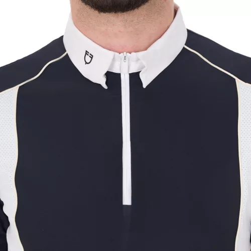 Férfi slim fit póló technikai anyagból, pipával