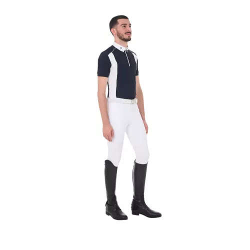 Férfi slim fit póló technikai anyagból, pipával
