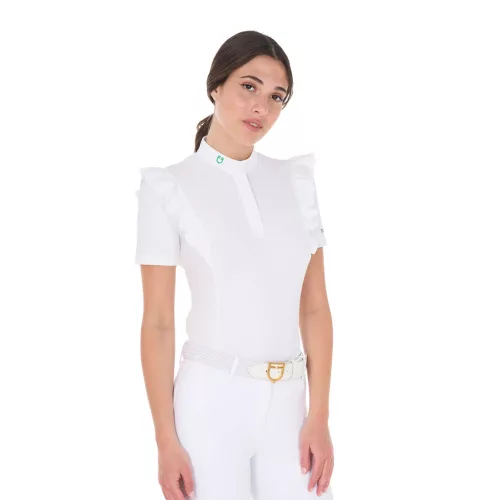 Női slim fit versenypóló fodrokkal