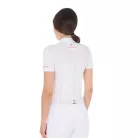 Női slim fit zipzáras versenypóló perforált anyagból