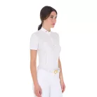 Női slim fit zipzáras versenypóló perforált anyagból